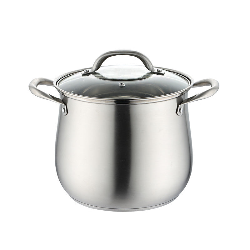 Household 304 Stainless Steel Soup Pot, Extra-high with Double Bottom and Thick Stew Pot Cookware Kitchen Pots Hot Pot 2.5-9L